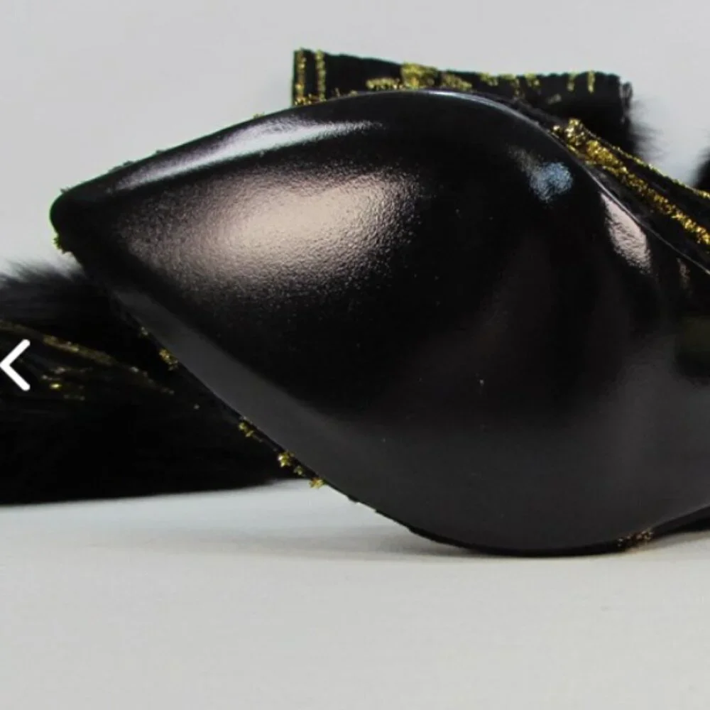 Jennifer Le BLK GLD X (RUNWAY) Thigh Boots RETAILS $1,150 REAL LEATHER & FOX FUR